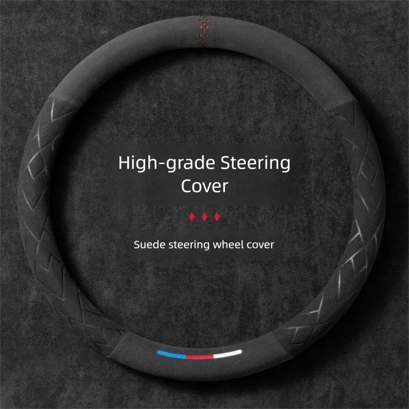 

High-grade Steering Wheel Covers 37-38cm Non-slip Suede Leather Universal Car Accessories For Golf BMW Peugeot Mazda