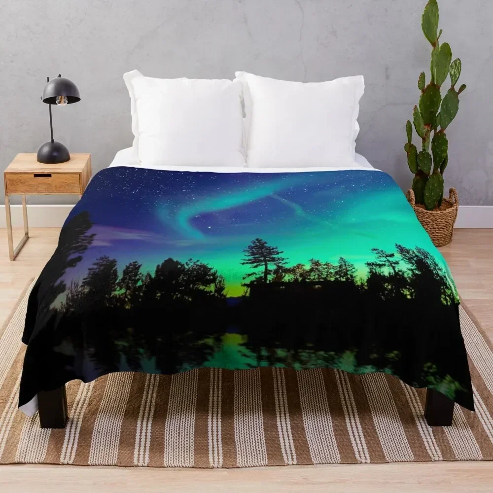 Northern Lights 4 Throw Blanket Retros Designers blankets ands Tourist Blankets