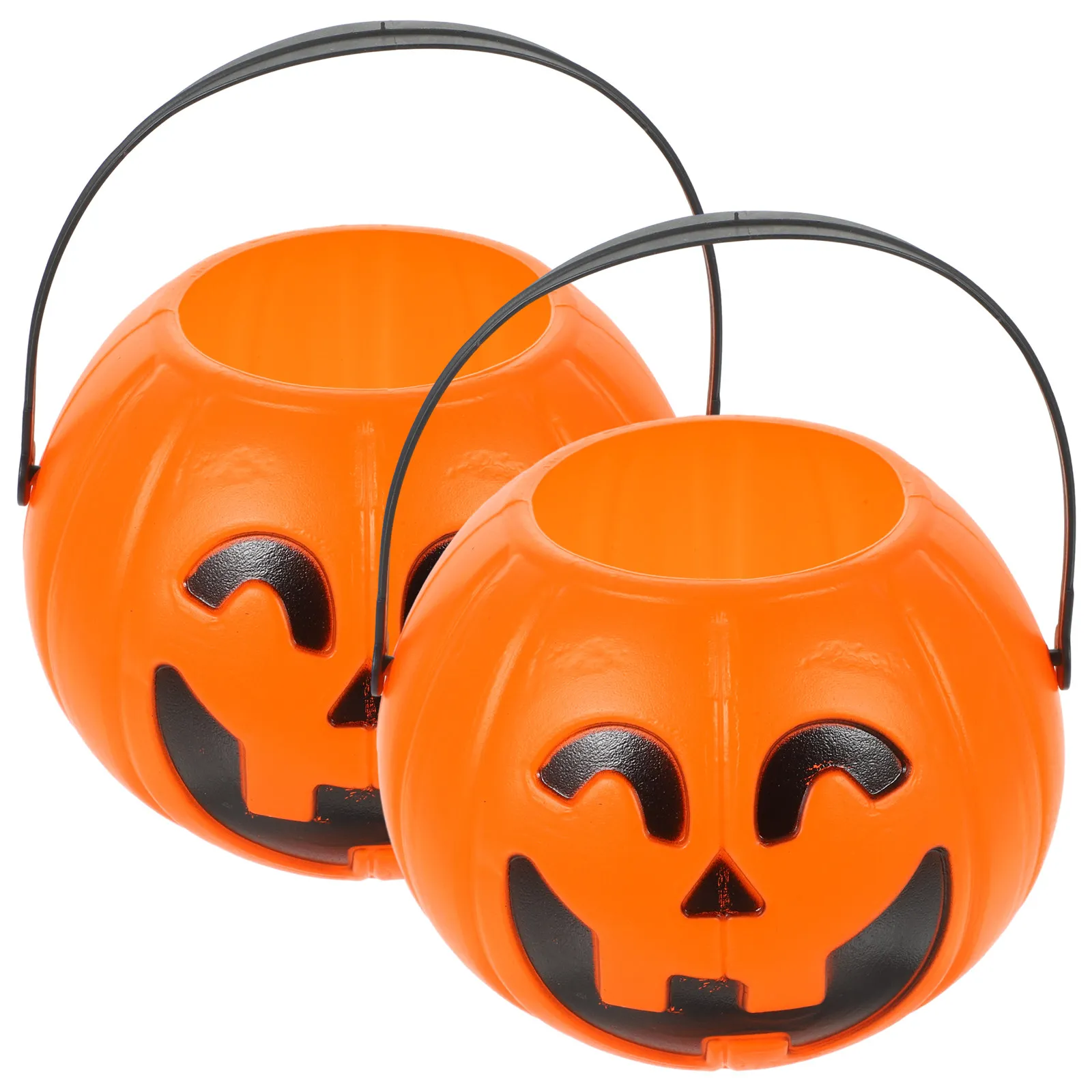 Plyzle 7cm Halloween Portable Pumpkin Bucket Trick Or Treat Pumpkin Candy Pail Holder 6 Pieces