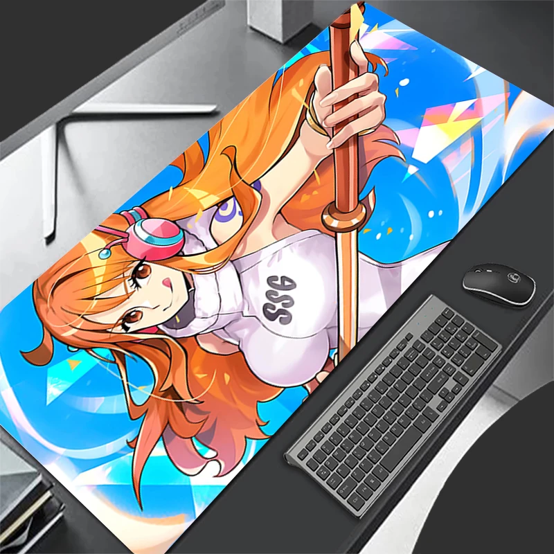 Extra Large Gaming Mouse Pad one piece Nami Computer Gamer Laptop Keyboard Carpet 900x400 Mouse Mat Non-Slip Rubber Table Rug