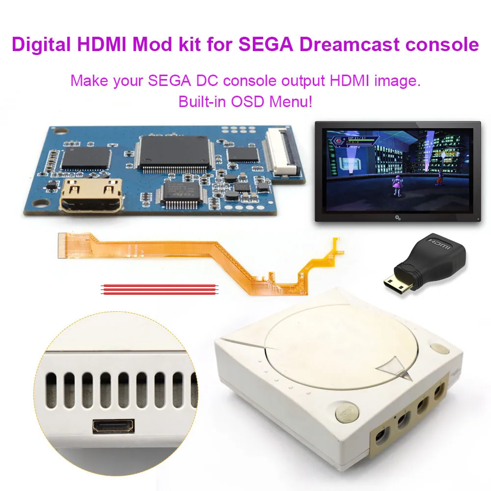 Hispeedido Digital HDMI MOD Kit SEGA DC Digital to Digital 1080P HDMI TV Mod Kit For SEGA Dreamcast Console