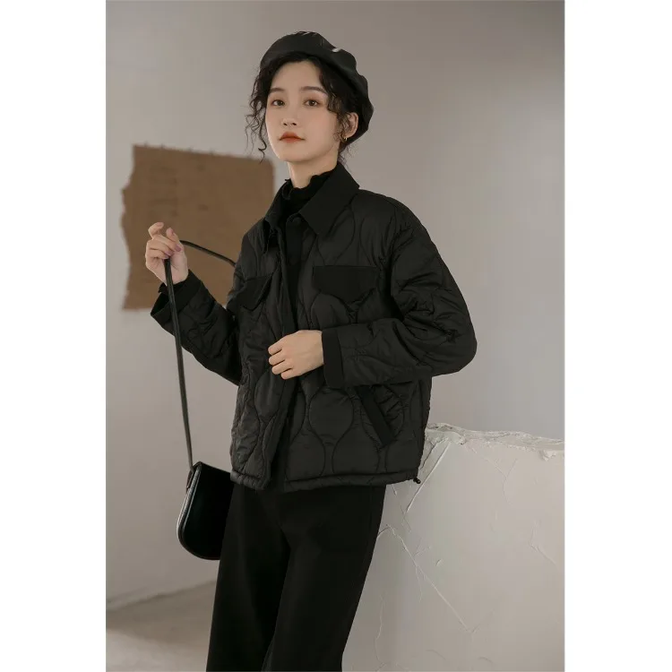 

ALXNAN женская зимняя теплая черная стеганая короткая куртка, новинка 2025, свободное утепленное пальто в корейском стиле, элегантная женская одежда LXN959