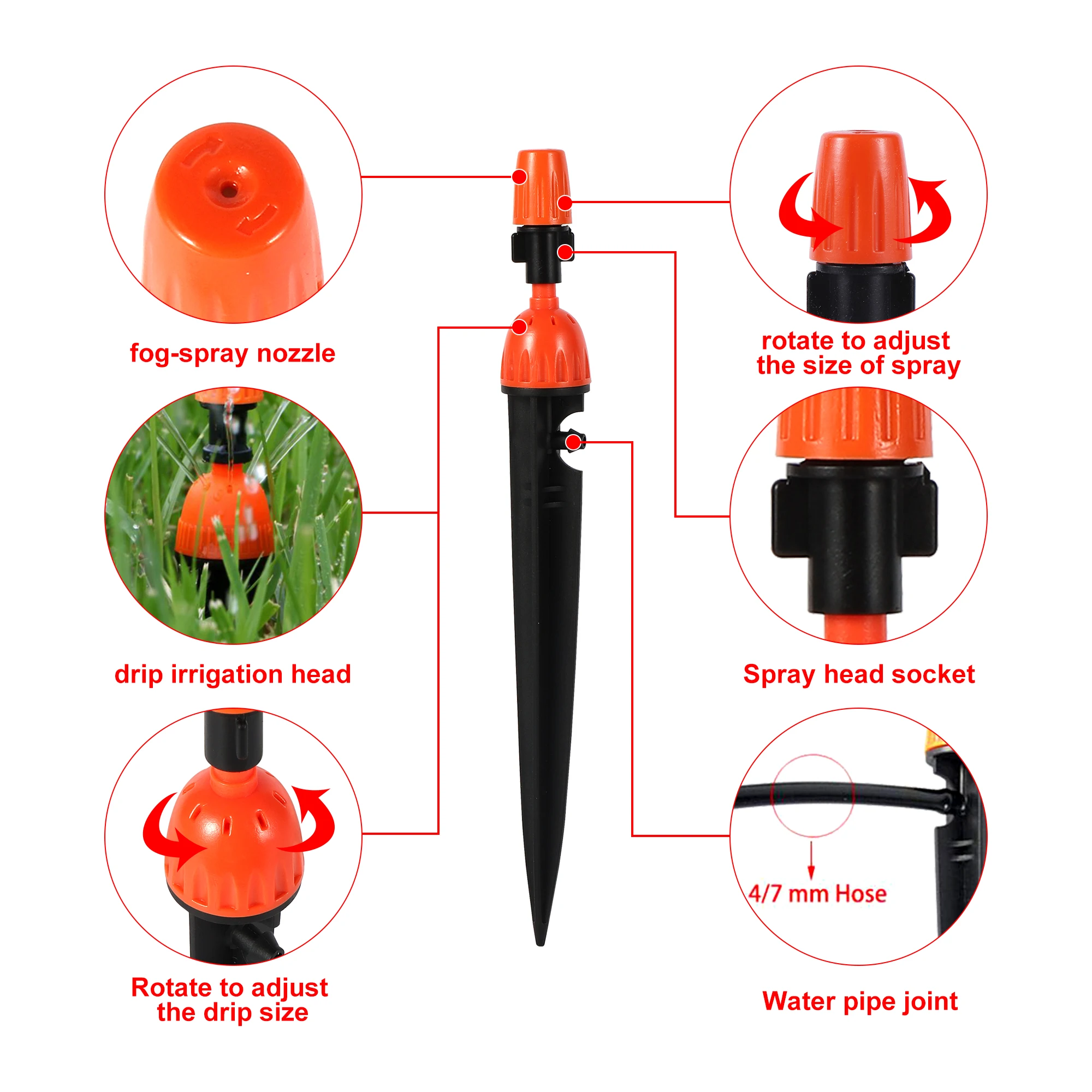 5/10/20Pcs Drip Misting Sprinkler Adjustable Atomized 1/4