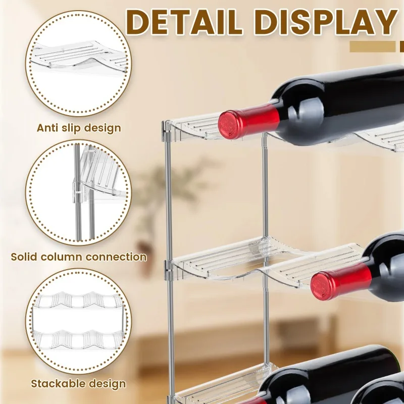 منظم زجاجات المياه 3/4 طبقة رف تخزين زجاجات المياه القابل للتكديس، حامل تخزين النبيذ القابل للفصل، منظم الخزانة للمطبخ #5
