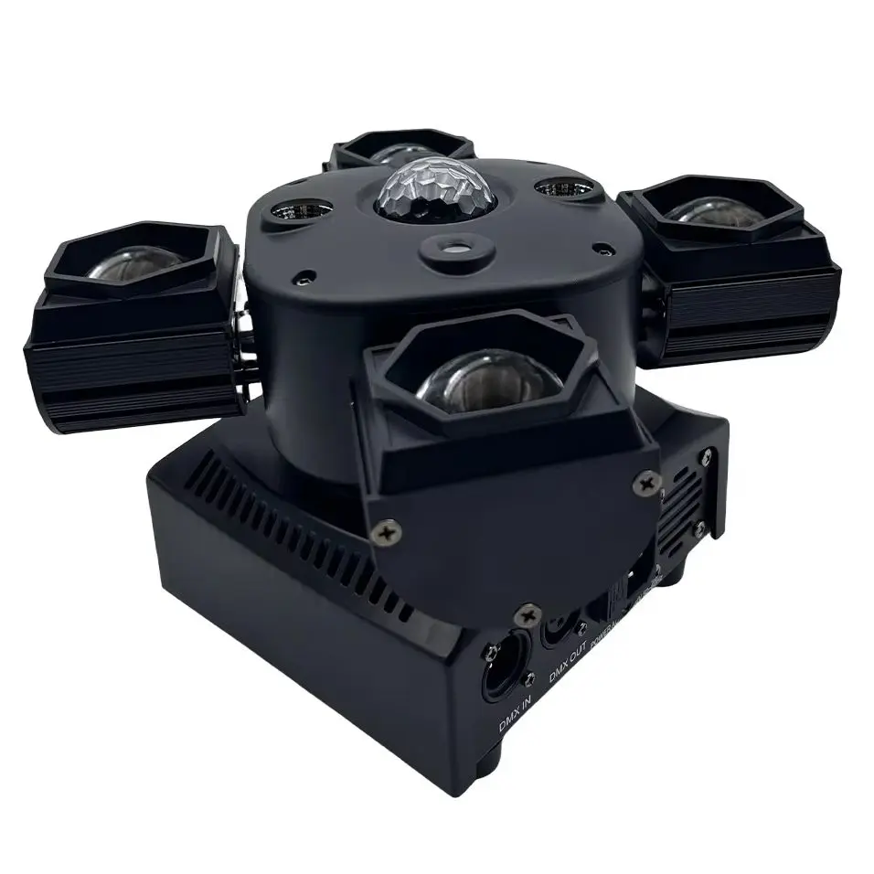 YUER 4 Arms LED 4x15W RGBW Lamp With RG Laser Beam 2x5w Gold Strobe Rotation Effect Home Party Dance Stage Lighting Decoration