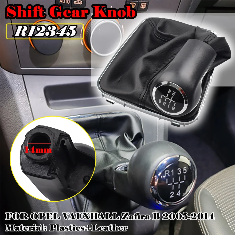 5 / 6 Speed Car Shift Gear Knob PU Leather Boot For OPEL VAUXHALL Zafira B 2005 2006 2007 2008 2009 2010 2011 2012 2013 2014