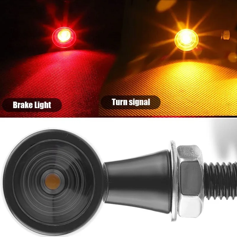 Mini Bullet Motorcycle Led Turn Signal Light Brake Light Blinker Amber White Red Flashing Indicator Light For Bobber Cafe Racer