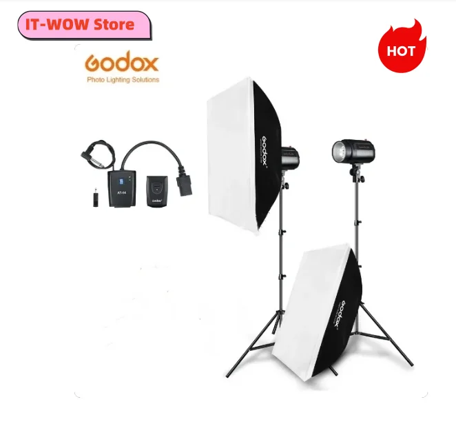 

Godox 400Ws 2x 200Ws Strobe Studio Flash Light Kit with AT-04 Trigger + 50x70cm Softbox + 190cm Light Stand with Reflector