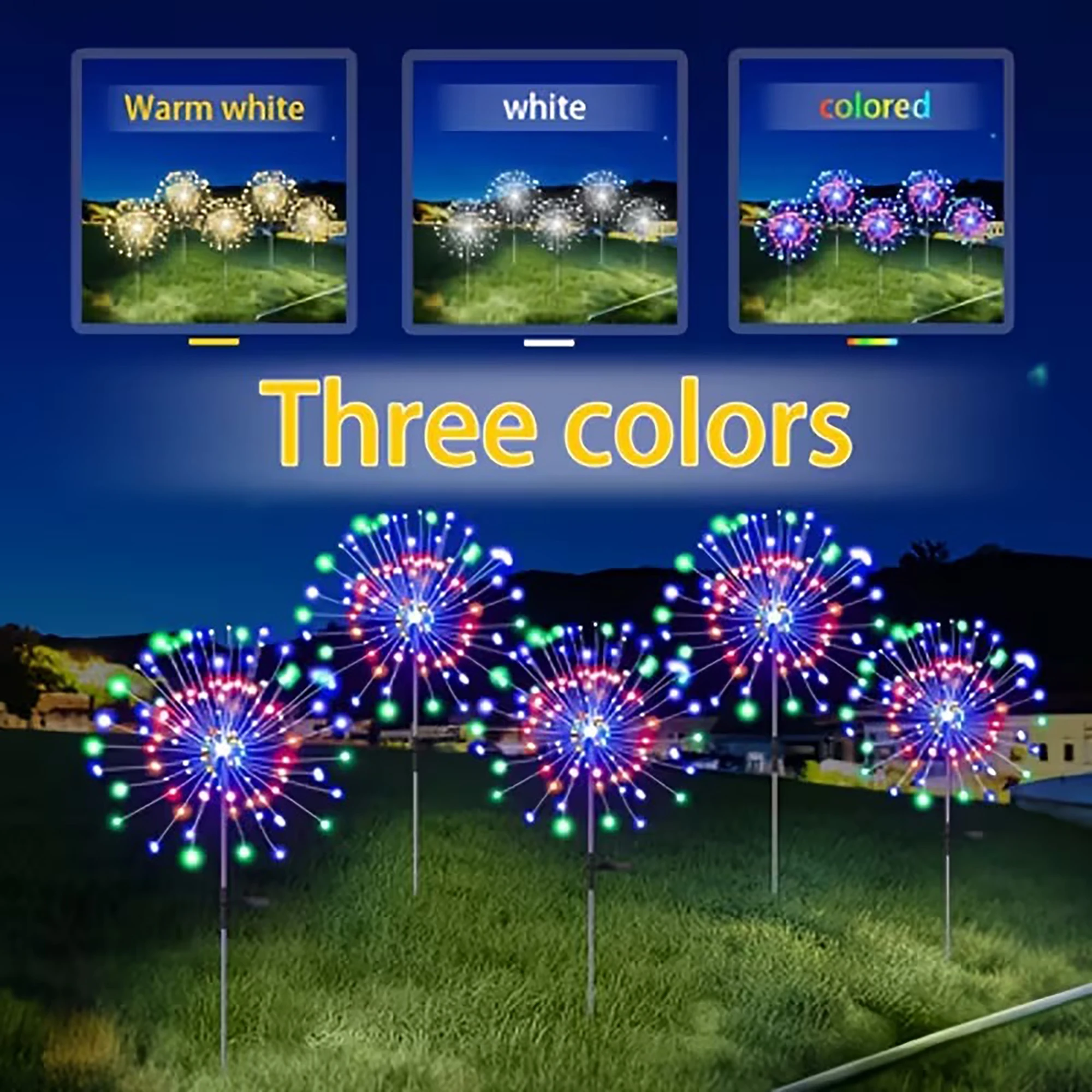 Christmas Solar Firework Lights, Solar Powered Dandelion LED Stake Light, Color Changing DIY Garden Lamp, Outdoor Yard Pathway