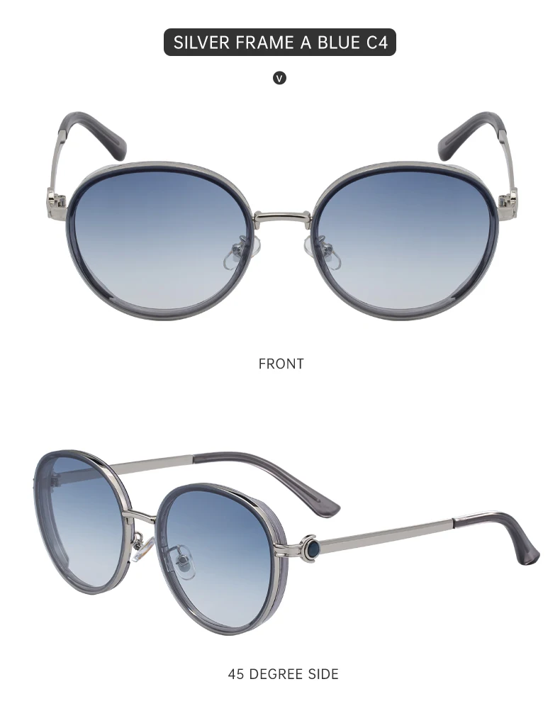 Übergroße runde Sonnenbrille für Damen, 2026, Luxusmarke, klassische Punk-Fahrsonnenbrille für Damen, Vintage-Metallrahmen, Schattierungen, UV400 – Detail 14