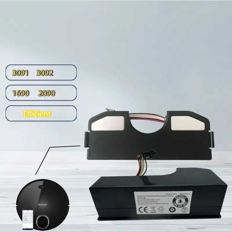 

3090 Robot Vacuum Replacement Battery 14.4V 6800mAh, Fits3091/3092/1690/2090, Accessories Spare Parts, Efficient Power Supply