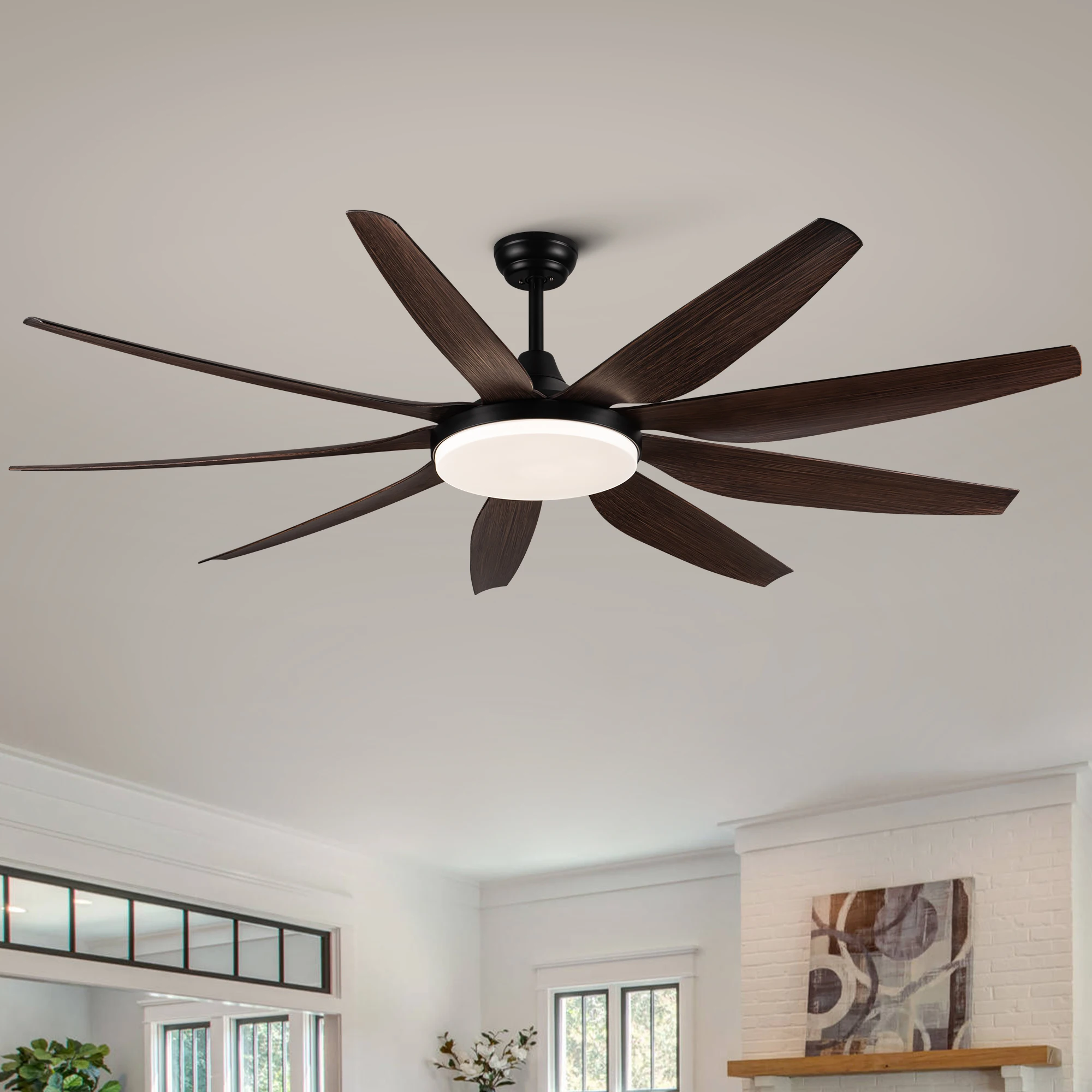 

71" Integrated LED Lighting Ceiling Fan with 9 Solid Wood Blade