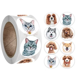 Pegatinas redondas de animales para niños, juguetes de dibujos animados de 1 pulgada, pegatinas de recompensa para profesores, papelería de oficina, 100-500 piezas
