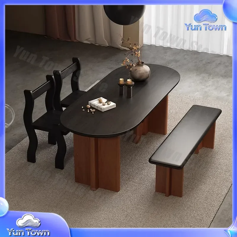 Solid Wood Dining Table for Medieval Style Modern Household Small Apartment Designer Retro Art Desk