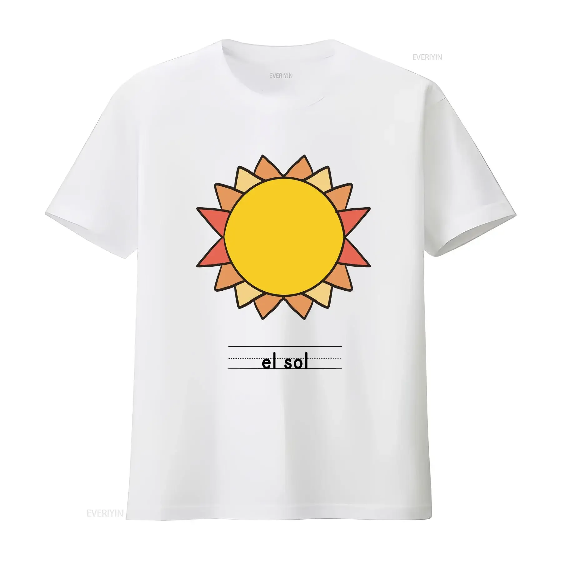 El Sol camiseta español Flashcard verano Playa Camisa de Verano profesor vintage lavado Unisex moda suave