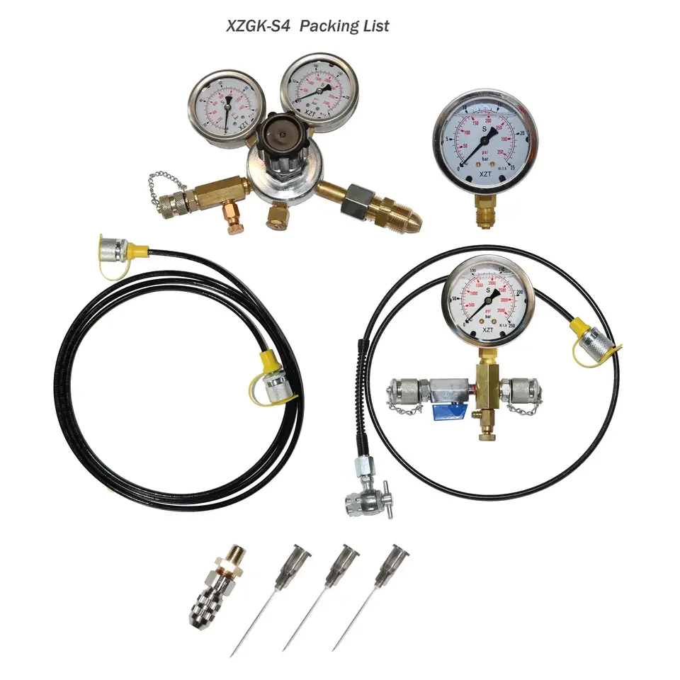 XZGK-S4 0-3600PSI Nitrogen  Charging test Kit SCHRADER 556 STRUT COUPLER with Double Analog Gauge