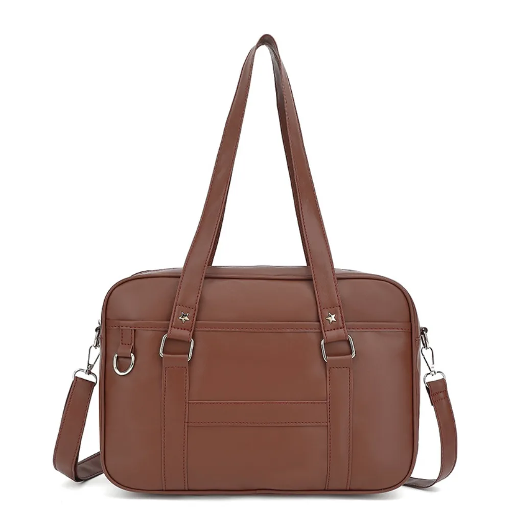 Torba na ramię w stylu koreańskim z ekoskóry, jednolita, w stylu preppy, retro, do pracy, na laptopa, na zakupy.