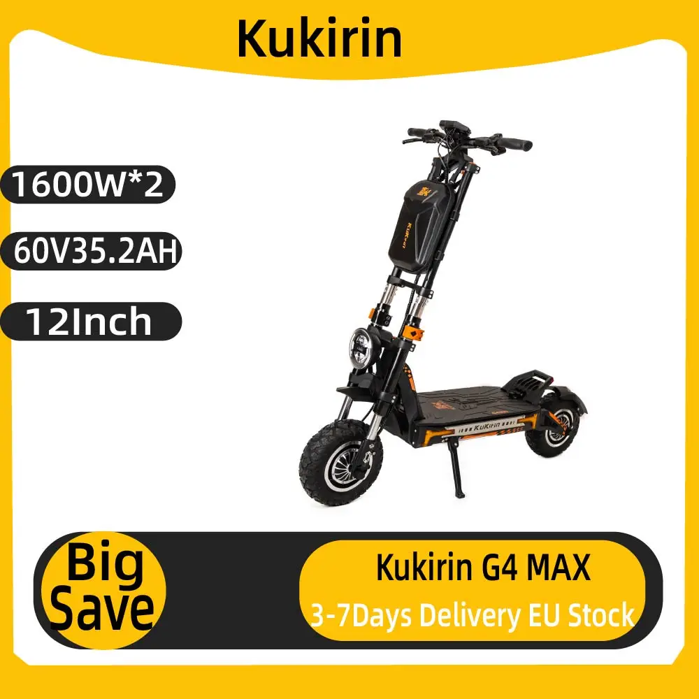 Trottinette électrique pliable Kukirin G4 MAX, moteur 1600W*2, 60V35.2Ah, pour adultes, trottinette électrique avec pneus tout-terrain de 12 pouces.