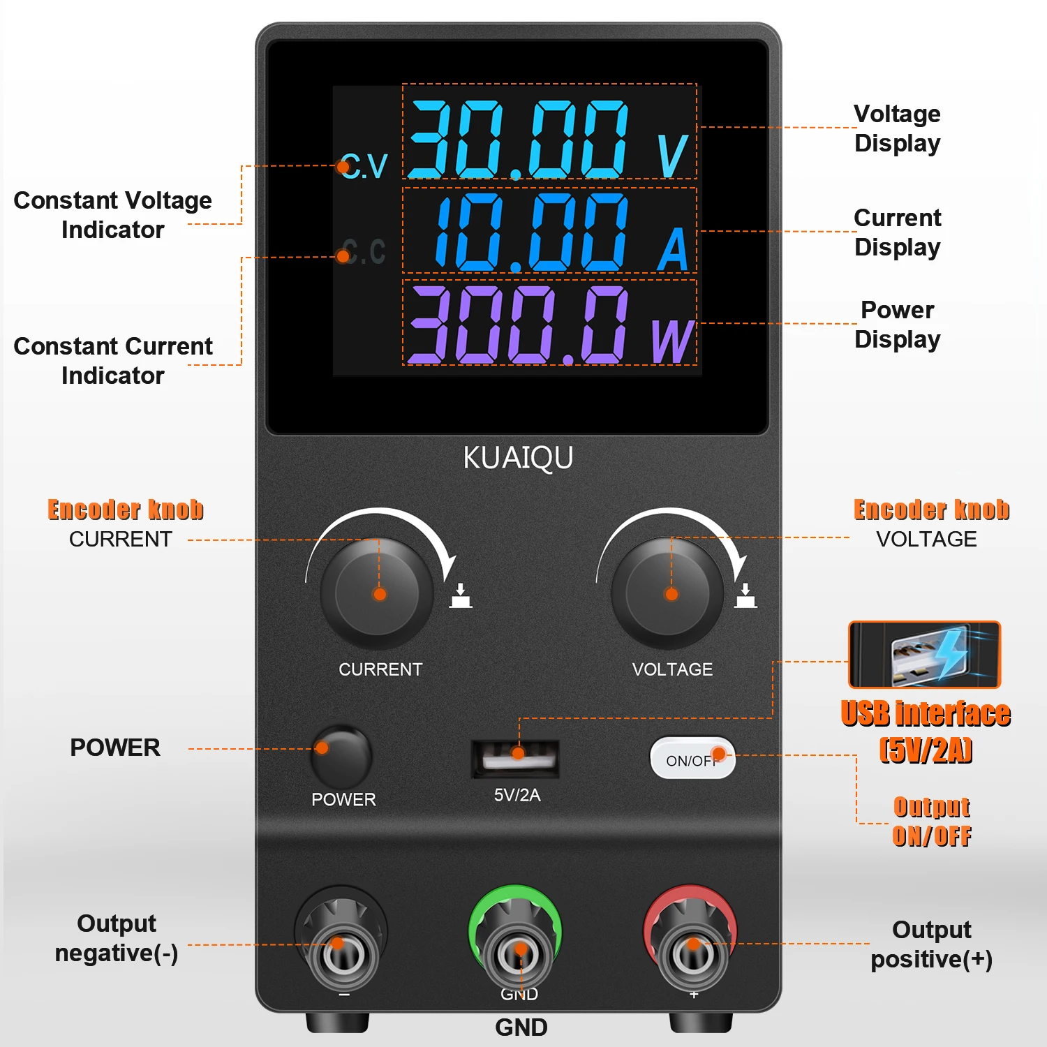 Adjustable DC Lab Power Supply 30V 10A /60V 5A/120V 3A Digital Bench Power Source For Titanium Anodized Repair Voltage Regulator