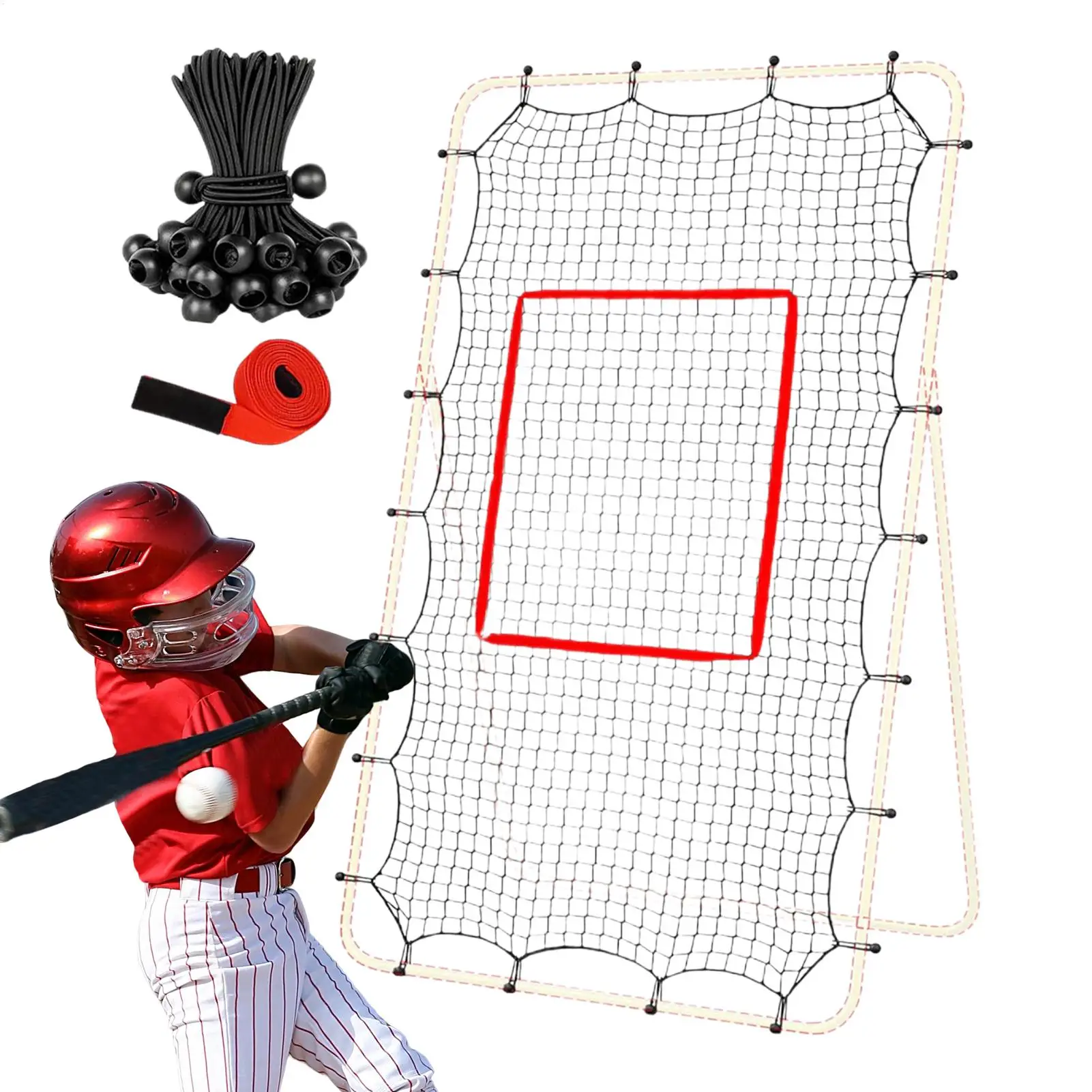 Volleyball Net Rebounder Fit 7 x 4Ft Frame 1.5in Mesh Adjustable Catcher Rebounder Volleyball Net With 28 Elastic Ropes