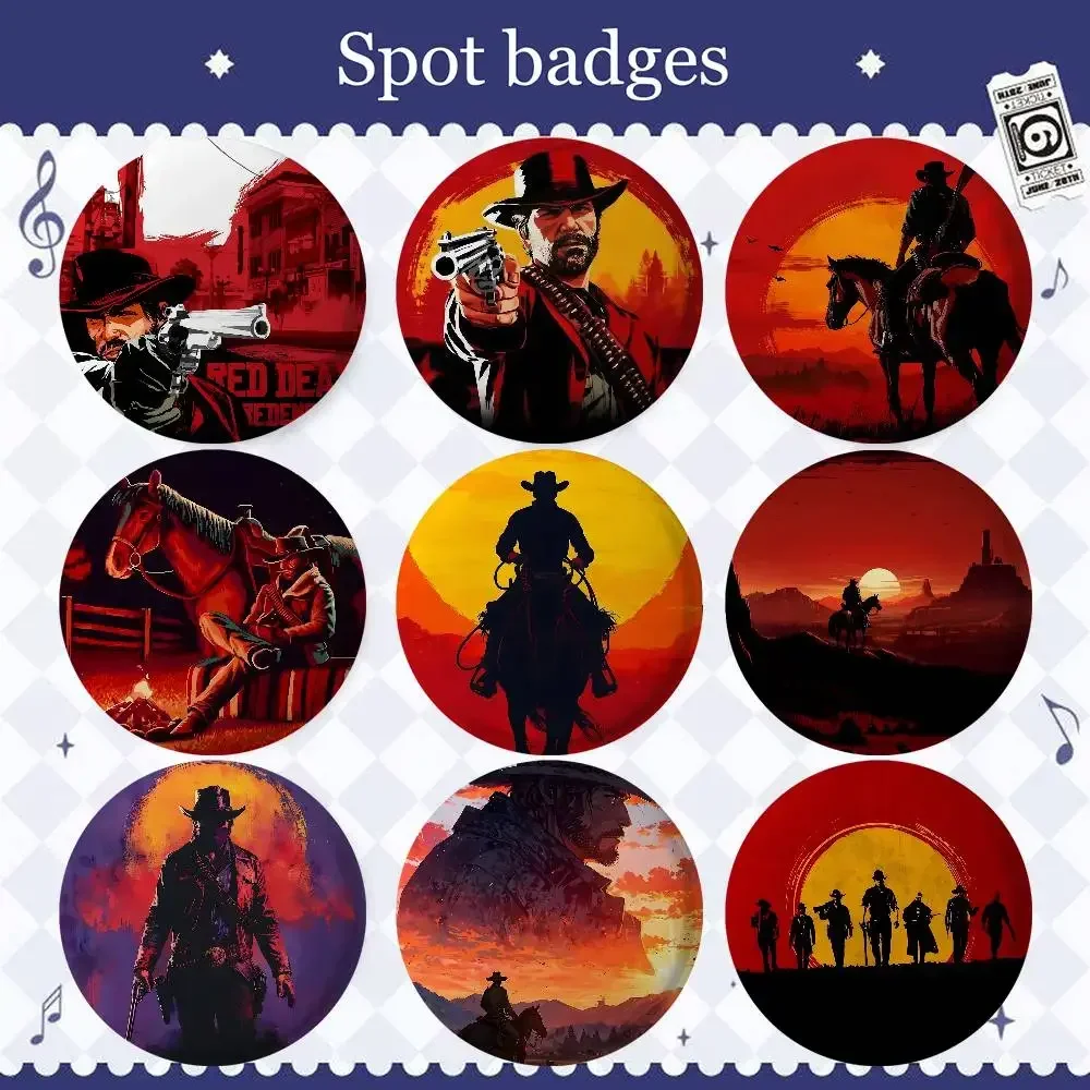 Game Red D-Dead R-Red-emption Badges Button Round Creative Pin Brooch Badge Bag Decor Accessories Fans Collect Friends Gifts
