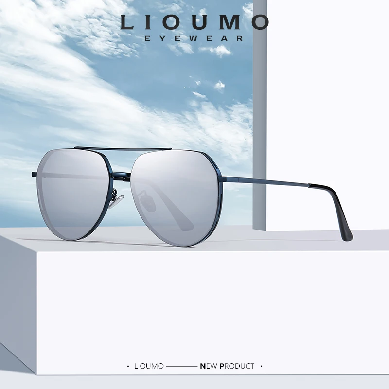 LIOUMO Fashion Aviation Sunglasses Men Polarized Driving Glasses Women Trendy Shades Unisex Anti-Glare Eyewear heren zonnebril