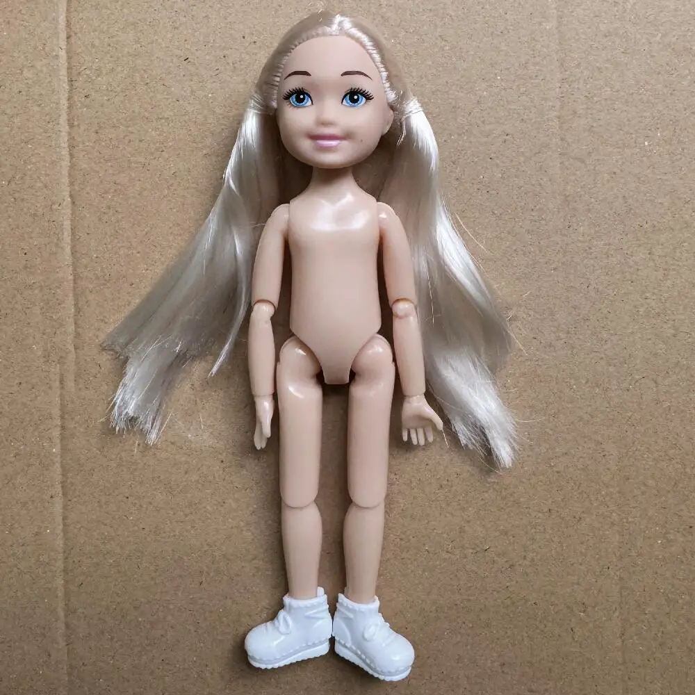 14 ซม.Little Kelly ข้อต่อเคลื่อนย้ายได้ 5 นิ้วชายหญิง Dark ธรรมดาผิว Naked Body Reborn Bjd 1/12 ของเล่นสีขาวสีบลอนด์ผมสีดํา