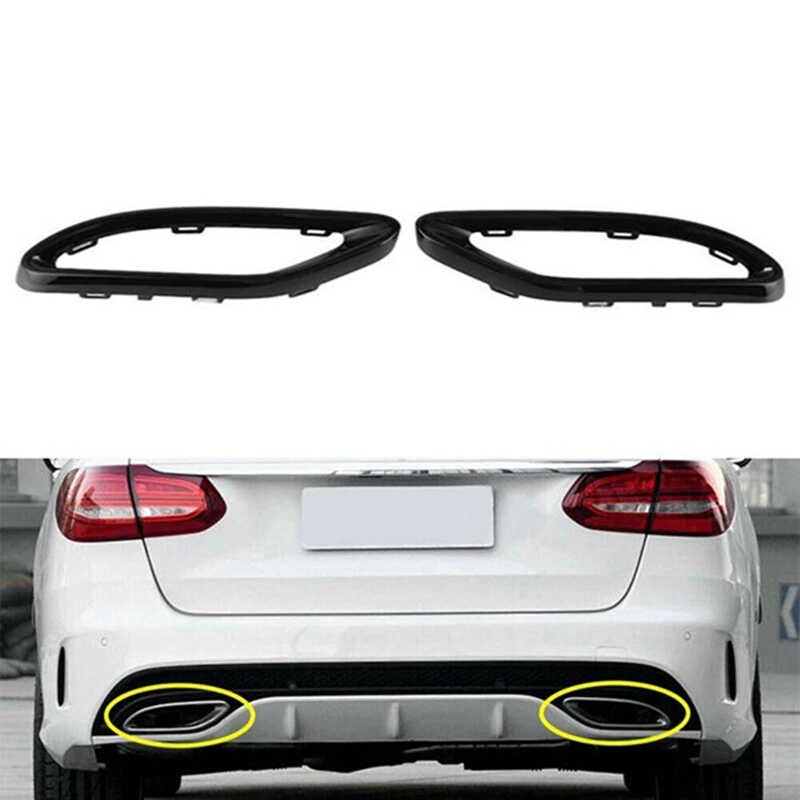 Car Rear Exhaust Tailpipe Trim Cover For Mercedes-Benz C-Class W205 2013-2017