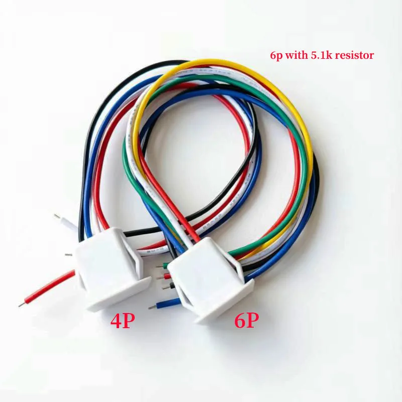 1-10 Piece USB-C 4P/6P Press Connector with PH2.0 Female Socket TYPEC Soldering Tail Plug 3A High Current Type-C Charging Plug