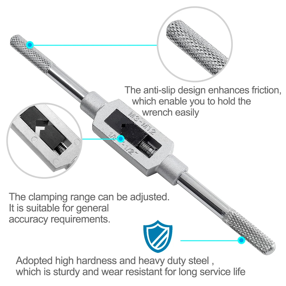 XCAN 6/8/9pcs T-type Wrench Drill Set Hand Tapping Tools Machine Screw Thread Tap Twist Bit M3/M4/M5/M6/M8/M10/M12 Tap Set