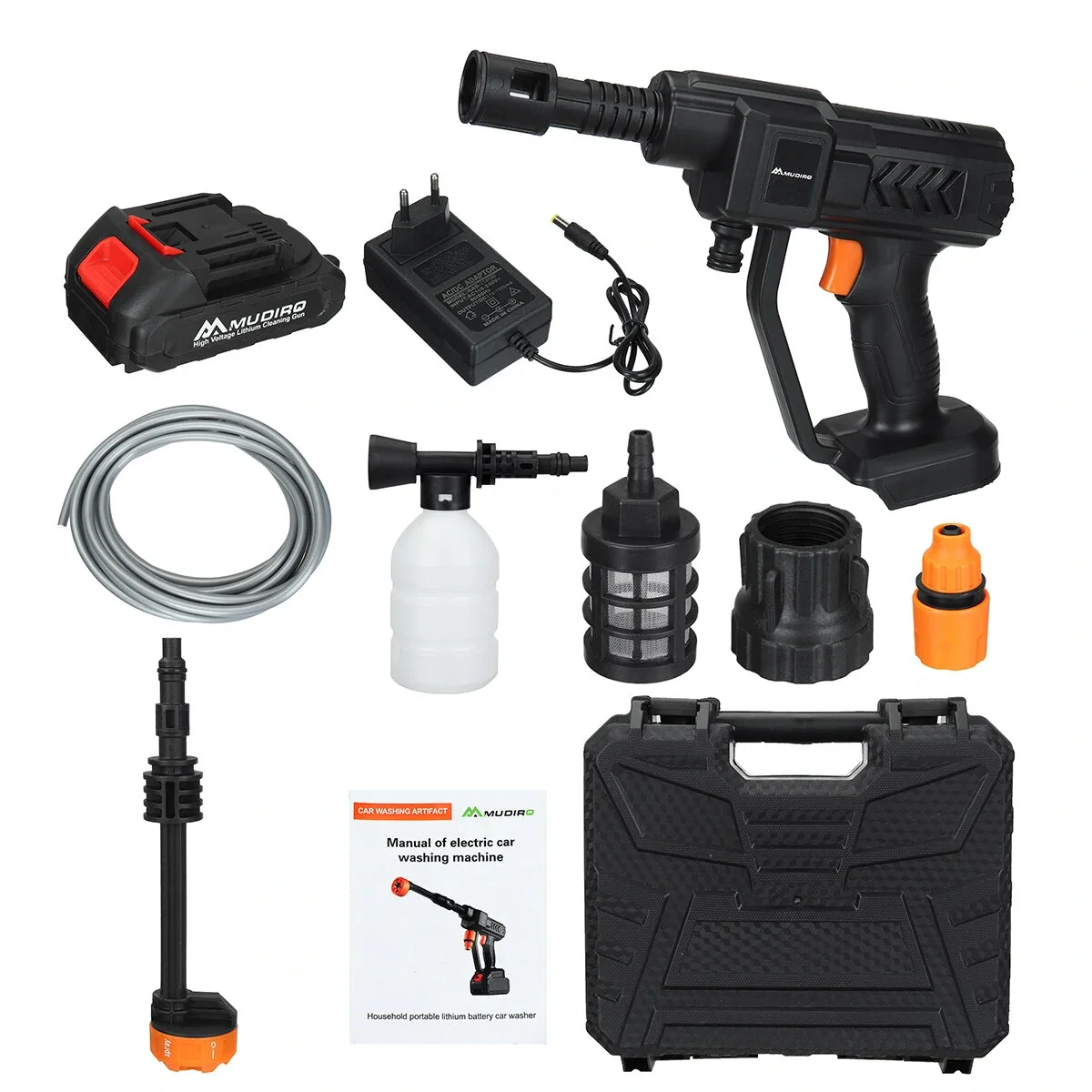 MUDIRO Lavatrice ad alta pressione senza fili 52bar/754psi 400W Lavatrice pulitore 6 in 1