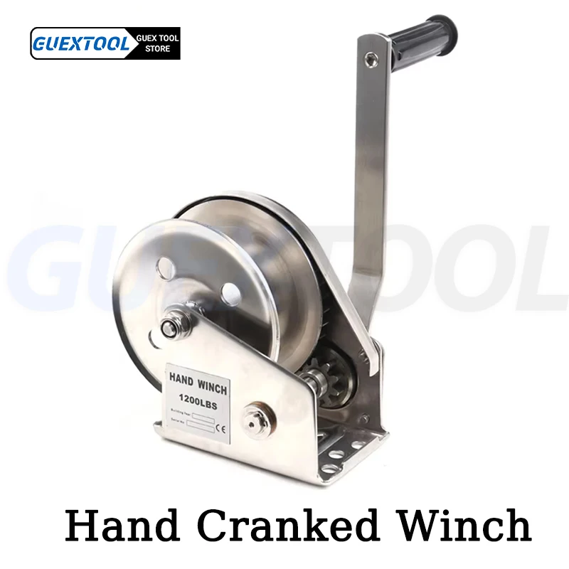 304 Stainless Steel Hand Cranked Winch Bidirectional Self Locking Manual Winch Small Anti Rust Crane Lifting Hoist Carry Machine