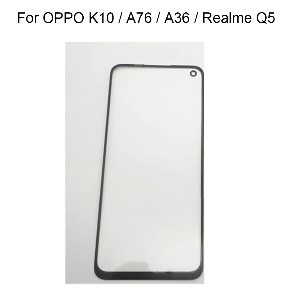 Para oppo k10/a76/a36/realme q5 lente de vidro lcd frontal touchscreen painel da tela de toque vidro da tela externa sem flex