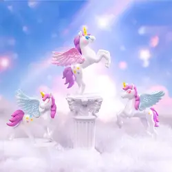 Horse Figure Cake Topper Cartoon Horse Birthday Cake Decorations With Wings Single-Horned Animal Statue For Car Ornament