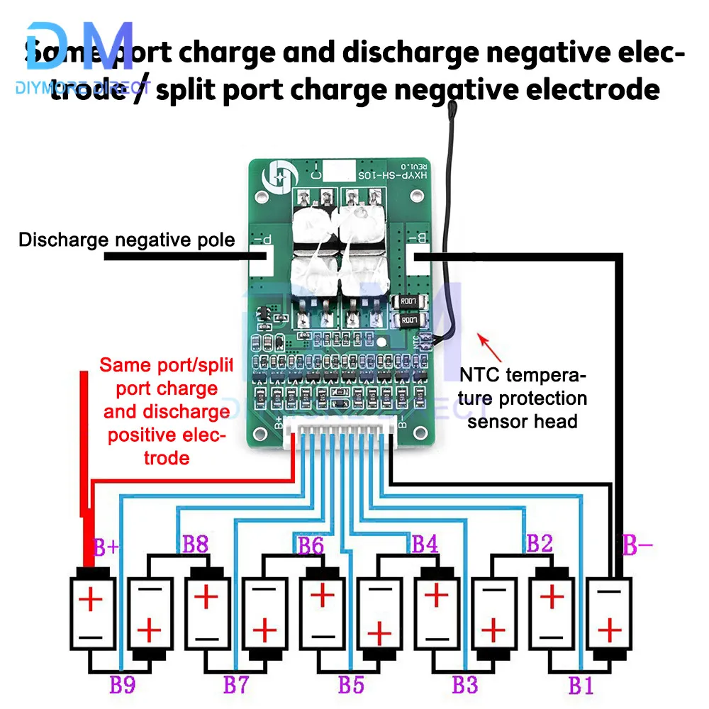 10S 42V 15S BMS Polymer Cell 18650 Lithium Battery Protection Board With Balance Built-in Temperature Control