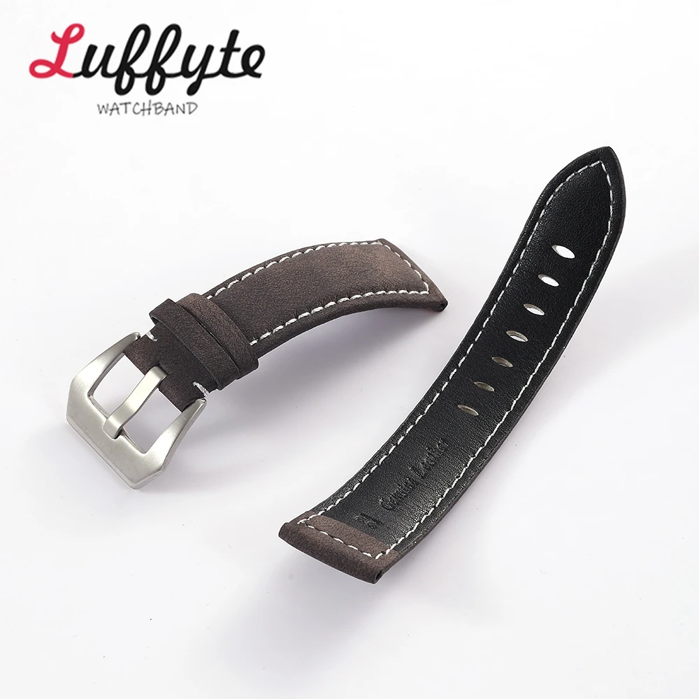 خمر فو الجلود حزام الساعات 18 مللي متر 20 مللي متر 22 مللي متر 24 مللي متر الخام نمط الرجال عادية ساعة الأشرطة