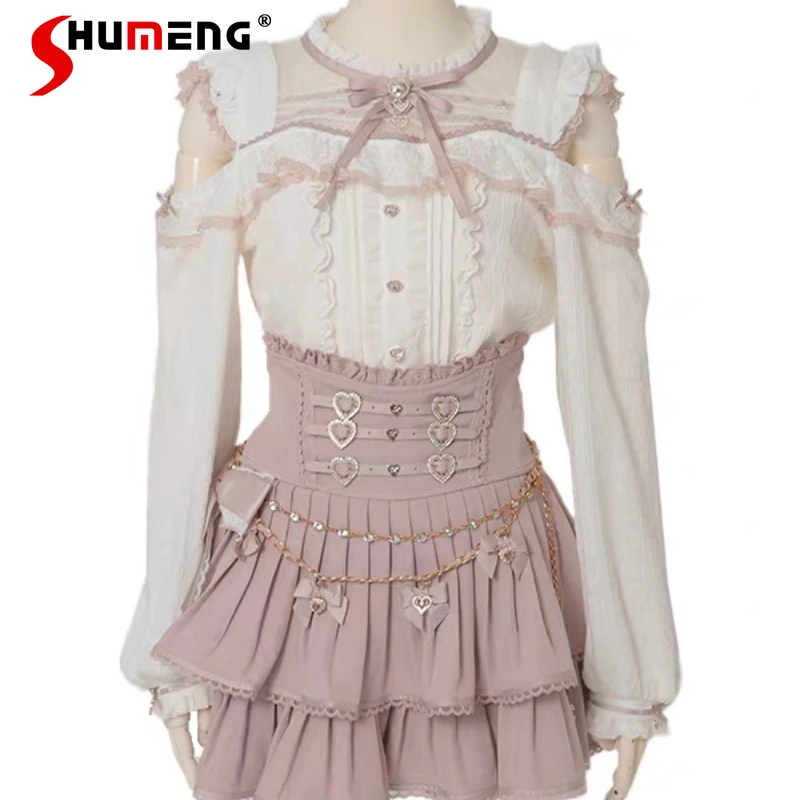 

Японская блузка Rojita SC, серия Mass-Produced, новая, милая, в стиле Лолита, с кружевными вставками, с открытыми плечами, 3 цвета на выбор, Y2k Blusas