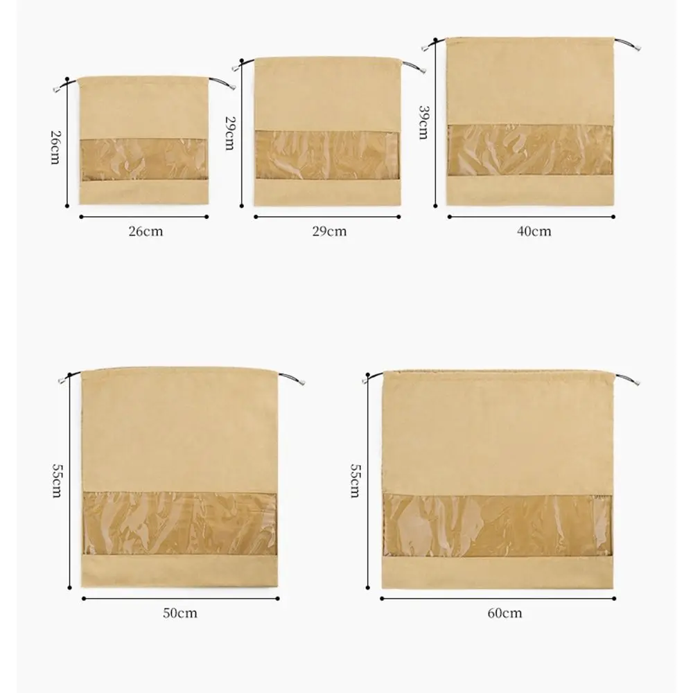 Large Capacity Handbag Dustproof Bag Visualization Window Makeup Pouch Transparent Drawstring Bag Clothes Shoe Storage Washable