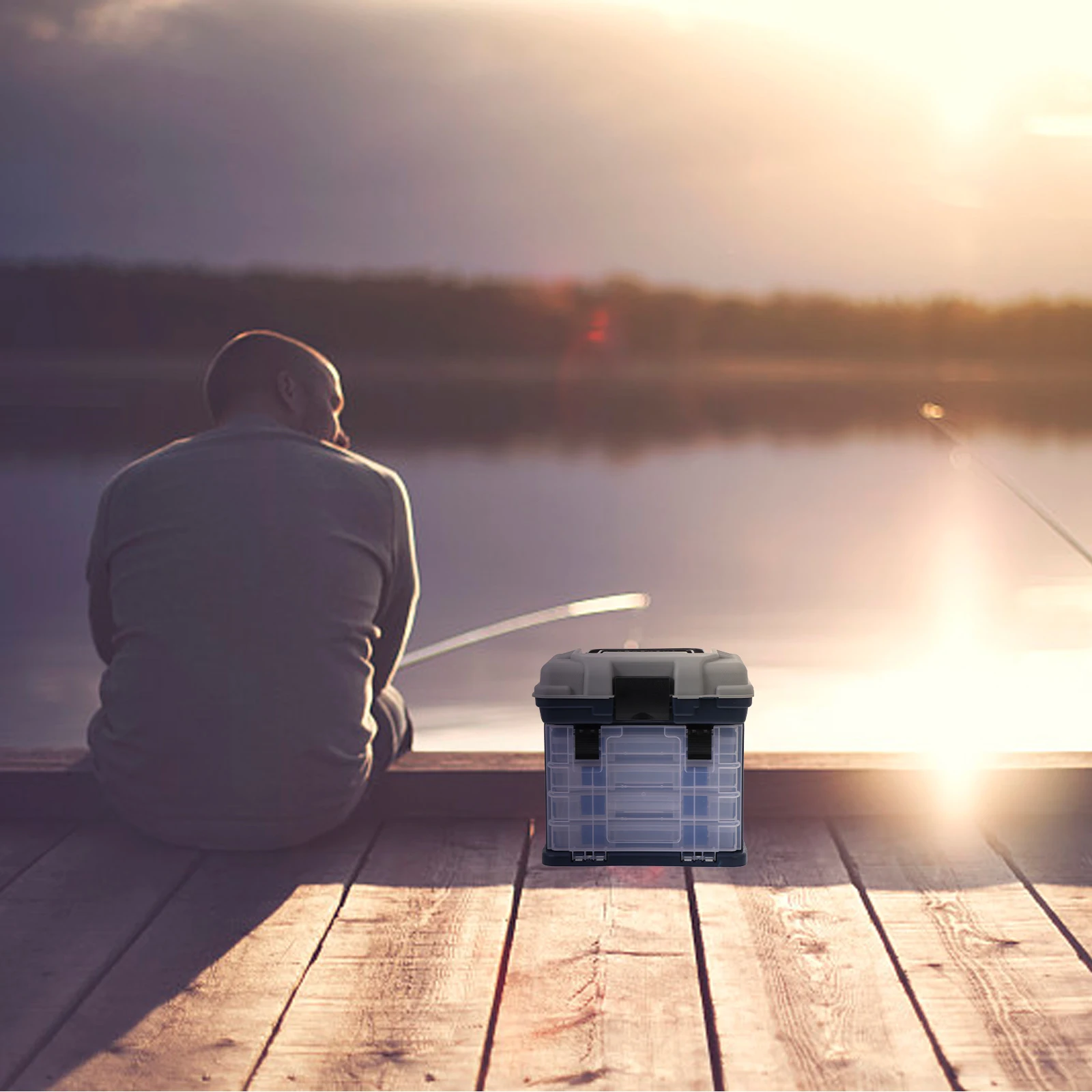 

Kids Fishing Gear Bait Box Plastic Accessory Organizer Lure Storage Case Portable Tackle Boxes Gadget Grey Child