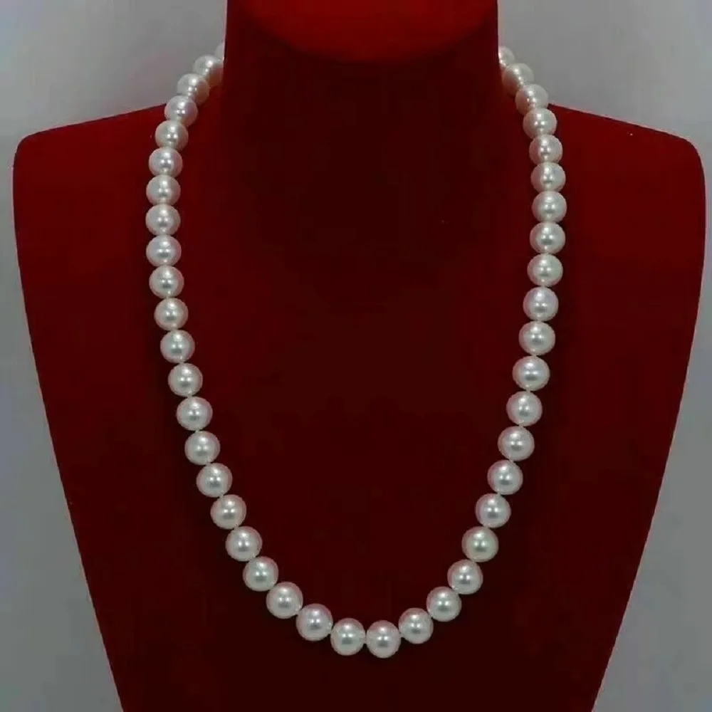 White New 18'' 7-8MM AAA GENUINE AKOYA Pearl NECKLACE 14K GOLD Clasp Freeshippings Items