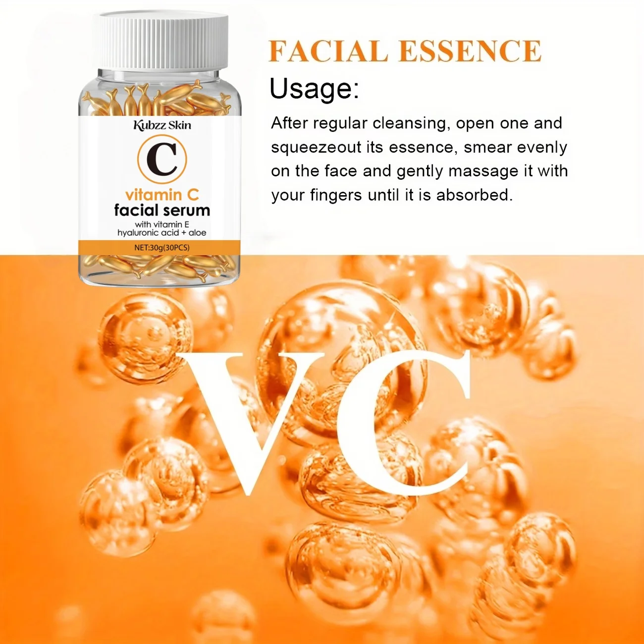 A Box of 30 Vitamin C Facial Essence Capsules, Moisturizing And Regeneration Facial Essence, Lifting And Firming Care