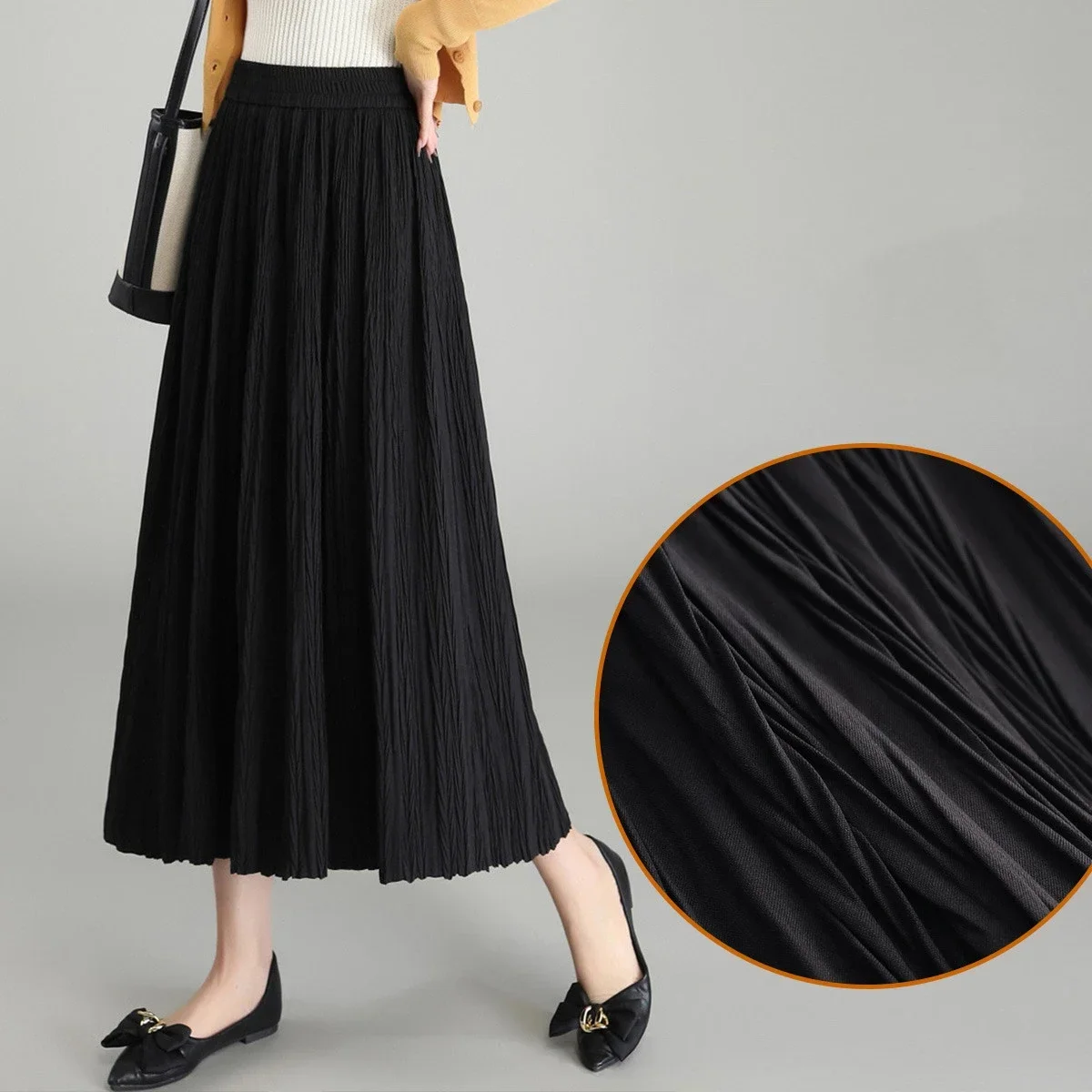 LOUIS YAO Women Skirt 2024 Spring and Summer Elegant A-line Texture Sensation Elastic Waist Retro Casual Women Long Skirt