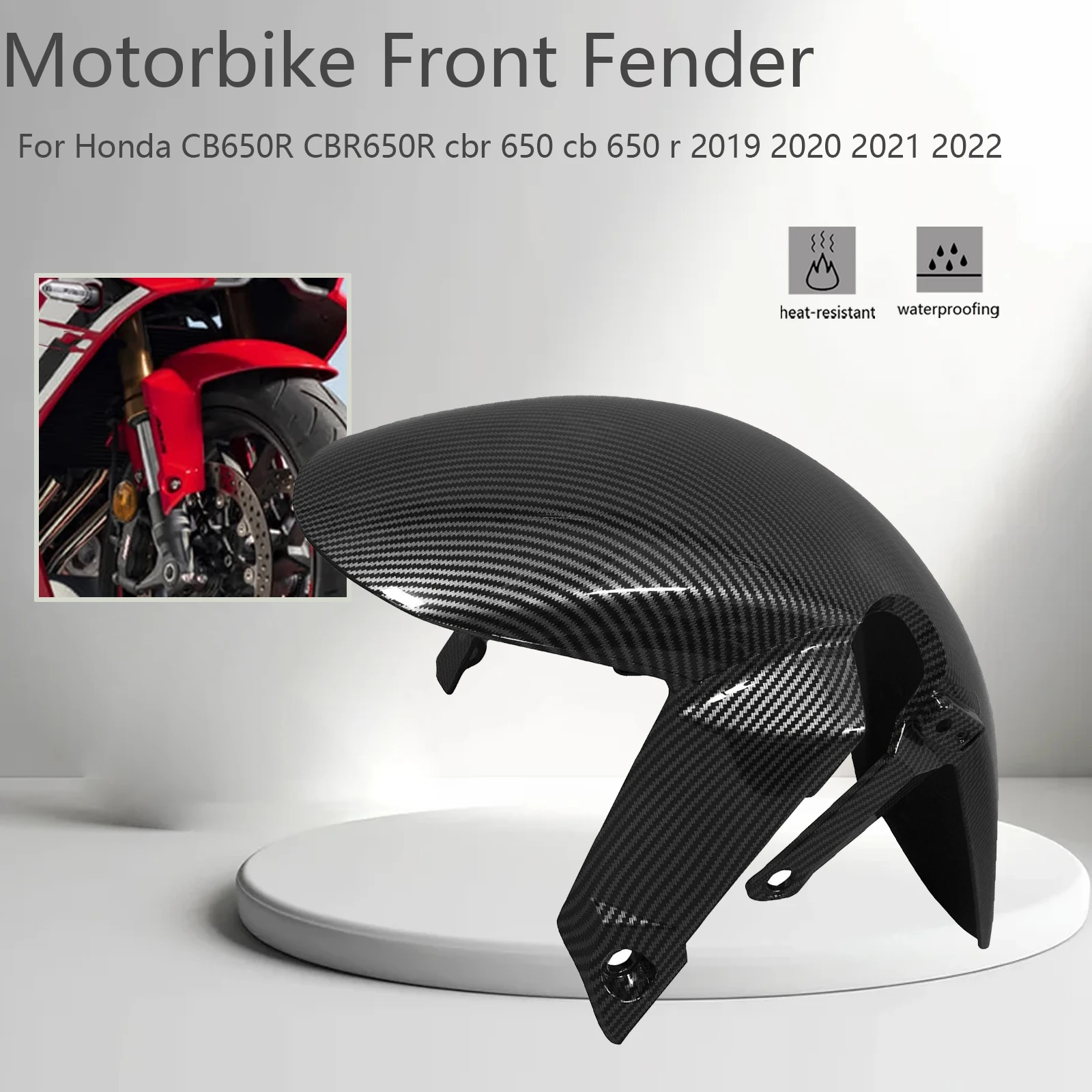 For Honda CB650R CBR650R cbr 650 cb 650 r 2019-2022 ABS Carbon Motorcycle Front Fender Splash Mudguard Accessories