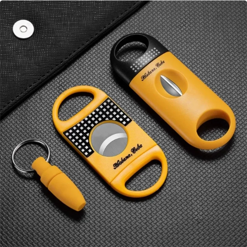 Cigar Cutter 3pcs set Portable Cigar Scissors Flat V-Cut Punch Sharp Guillotine Cigars Knife Smoking Set