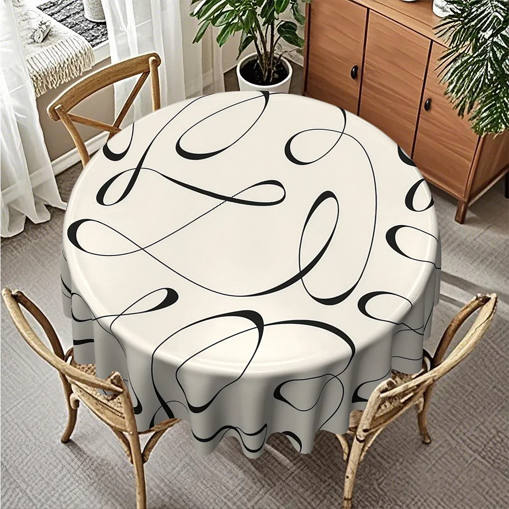 JIT, 1pc modern high-end patterned kitchen and dining round tablecloth, 120g/㎡ twill polyester material.