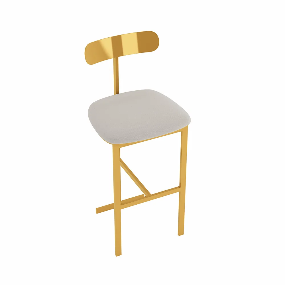 & High Quality Hotel Stainless Steel Linen Fabric Leisure bar Chairs Hotel Furniture Chairs Luxury High bar Stools