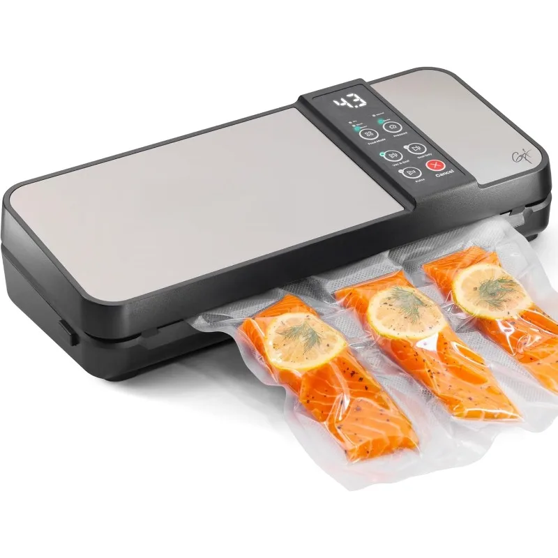 

Compact Vacuum Sealer with Built-In Roll Storage and Dry & Moist Modes - Includes Starter Kit (5) Quart S