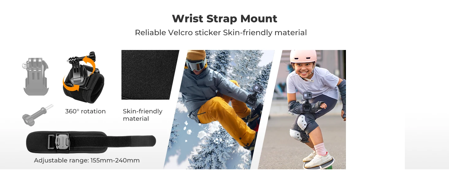 K&F CONCEPT 5 in 1 Brustgurt Rucksackclip Kopf und Handgelenkband für GoPro Hero DJI Osmo Action 5 und Pocket Insta360 Zubehörse – Detail 4