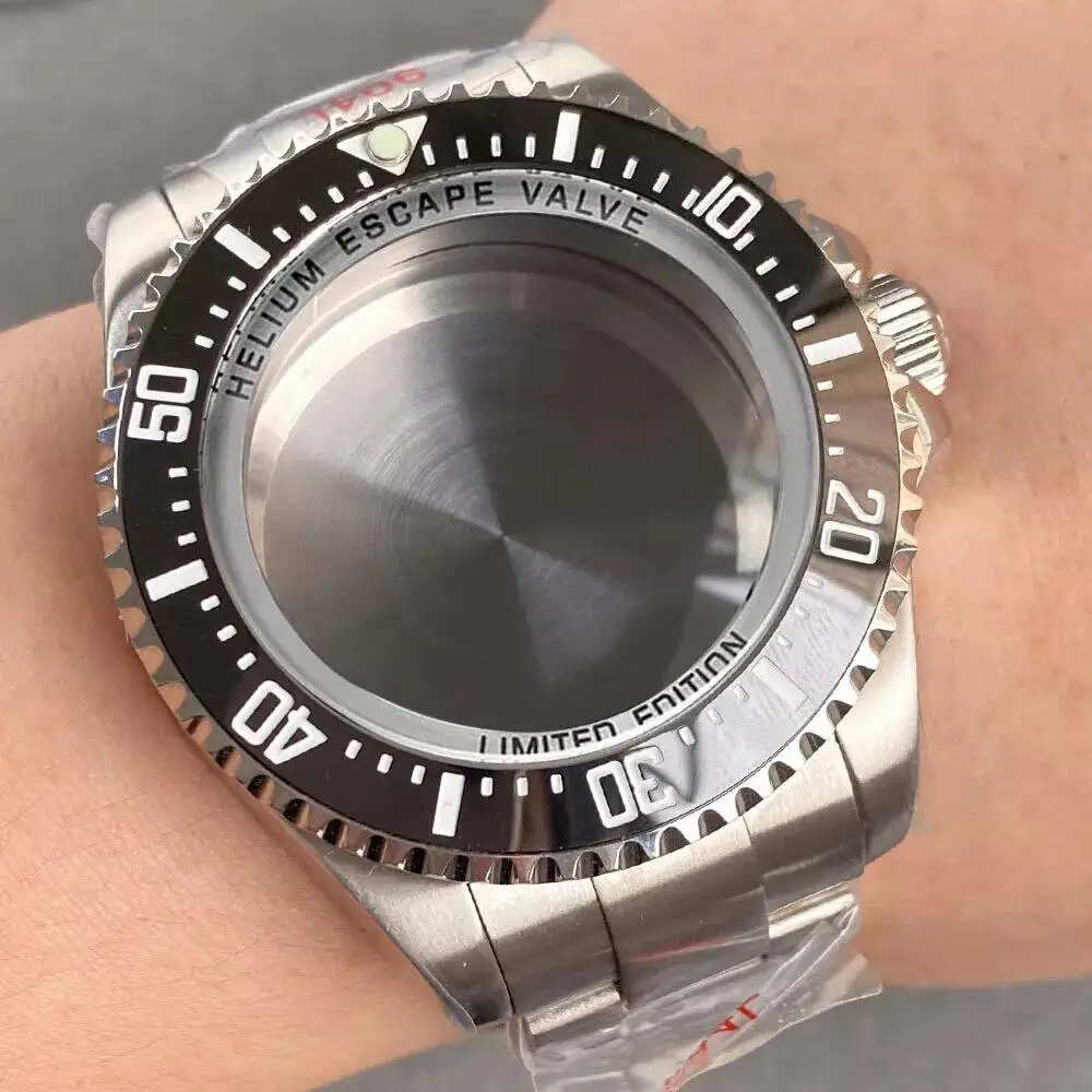 Big 43mm Big Watch Case with Bracelet Sapphire Glass Watch Case Fit DEEP SEA Homage Japan NH35A NH36A NH34A ETA 2824 2836