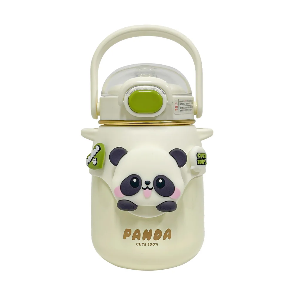 Panda 316 Stainless Steel Insulated Kids Straw Bottle - Large Capacity Leak Proof and Portable for School and Home